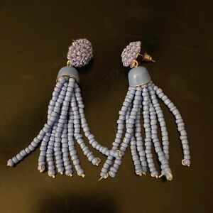 Blue Tassel Statement Earrings